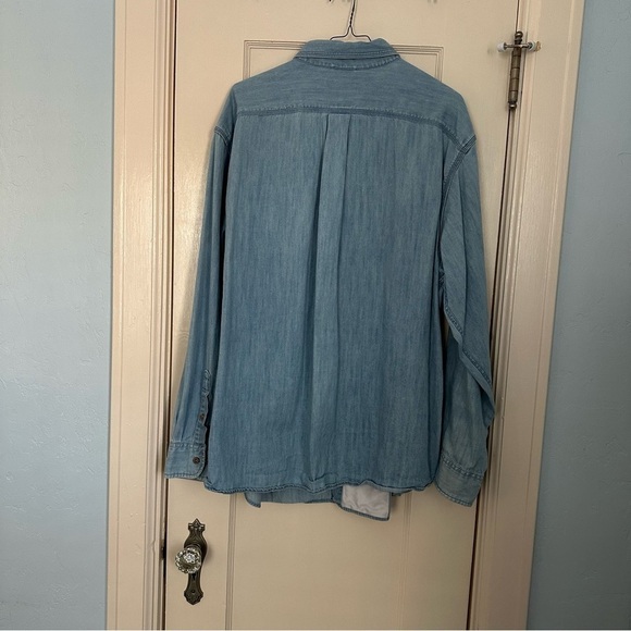Solaris Shirt Denim Button Down Blue Workwear Cotton Front Pocket Size 2XB - Picture 3 of 13